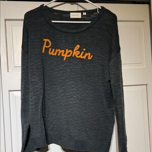 Women's Charcoal 'Pumpkin' Crewneck Sweater - Orange Script